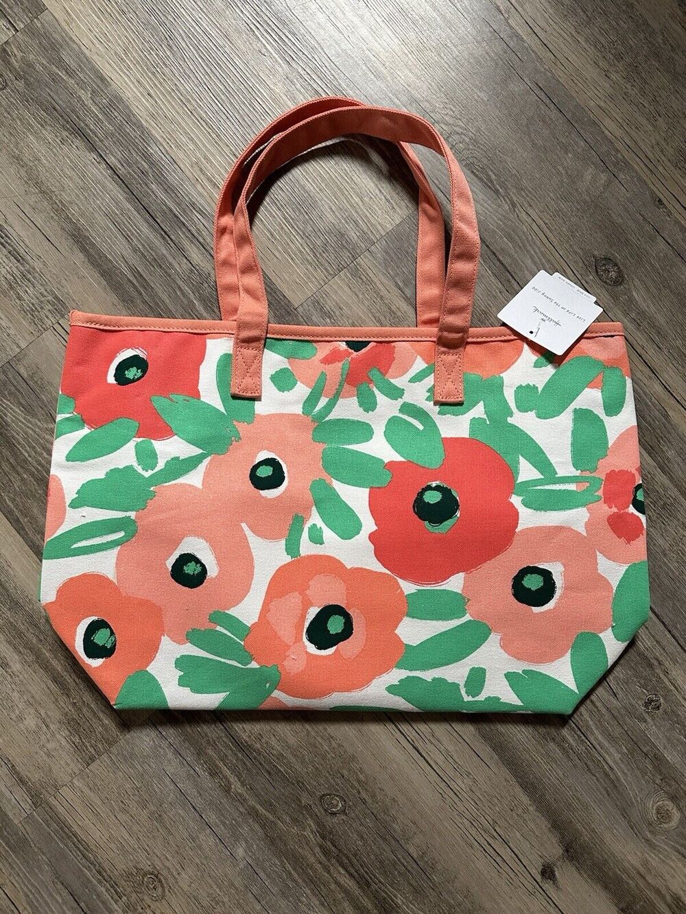Hallmark Canvas Tote Bag Flowers Live Life On The Sunny Side Spring Summer Pink